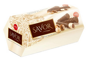 ВАФЕЛЬНІ ТРУБОЧКИ "SAVOR HAZELNUT ROLL"